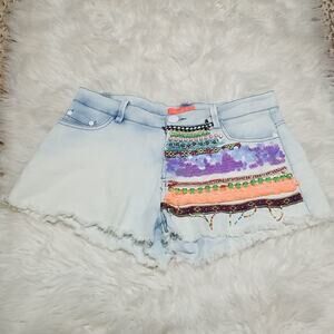 Lulumari Light Wash Embellished Jean Shorts